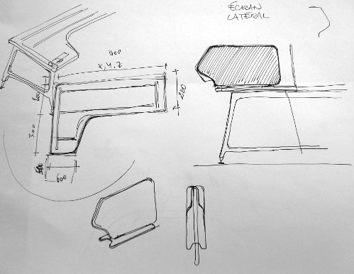 Collection de mobilier de bureau Nouvelle vague design Emmanuel Gallina pour Clen 03 Croquis