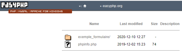 easyphp ouvrirPageWeb