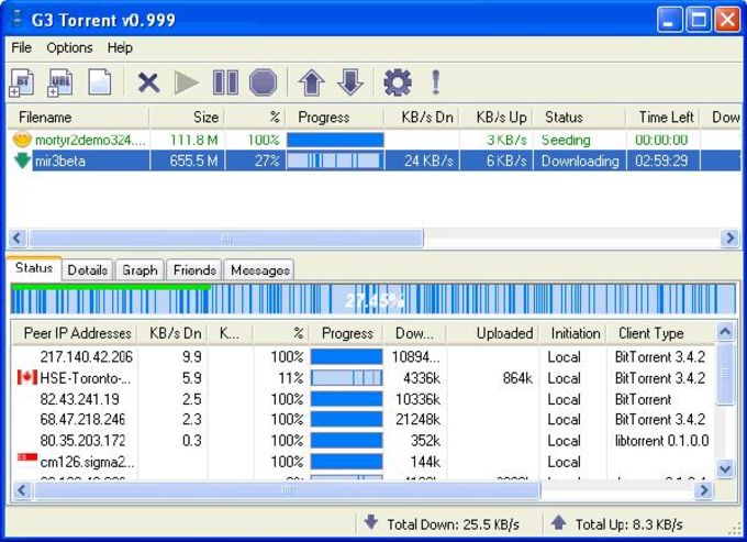 Bittorrent screenshot